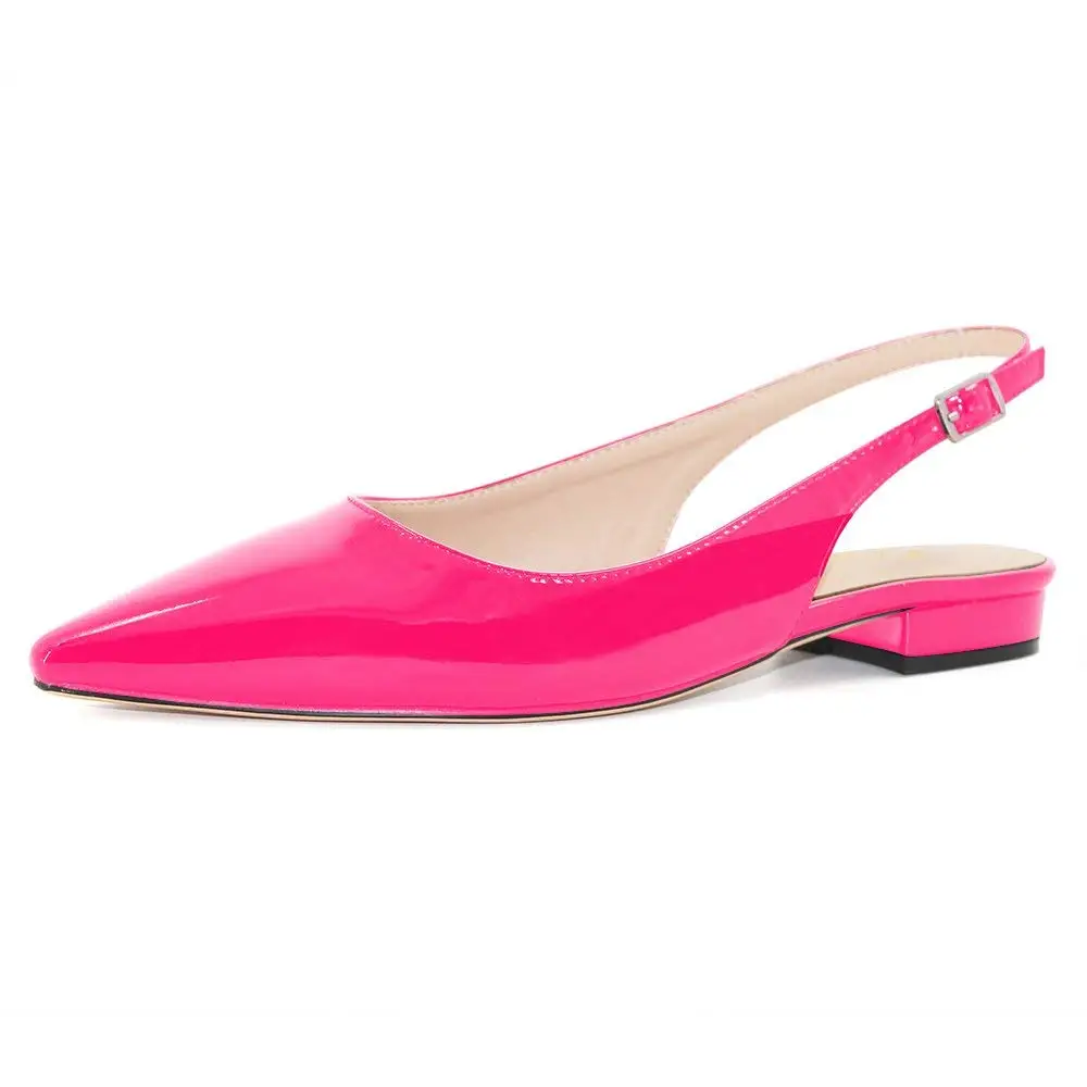 

LOVIRS Women Slingback Closed and Pointed Toe Shallow Low Heel Slides Buckle Ankle Strap Sandals for Dress Party Casual