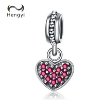 Hengyi Аутентичные 925 пробы серебро романтичное любовное сердечко Шарм Подвеска fit Для женщин Шарм браслет и ожерелья ювелирные изделия