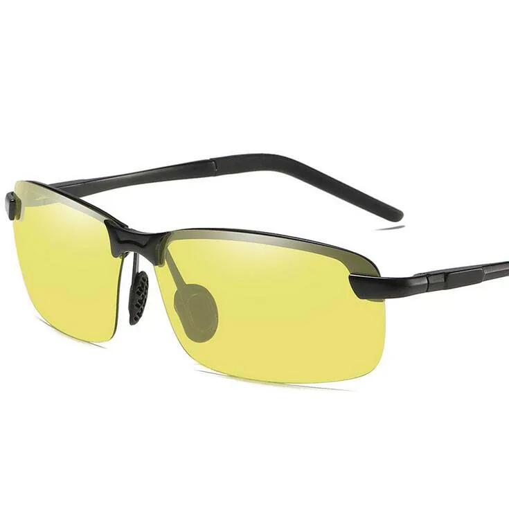 Без оправы, для вождения, фотохромные солнцезащитные очки, мужские, поляризационные, хамелеон, обесцвечивание, солнцезащитные очки для мужчин, oculos de sol masculino - Цвет линз: black frame Night