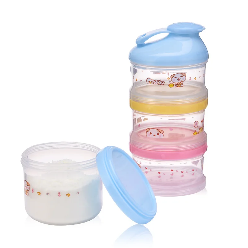 Cartoon Pattern Baby Formula Milk Storage Box Portable outing Food Snacks Container Four Layer big capacity