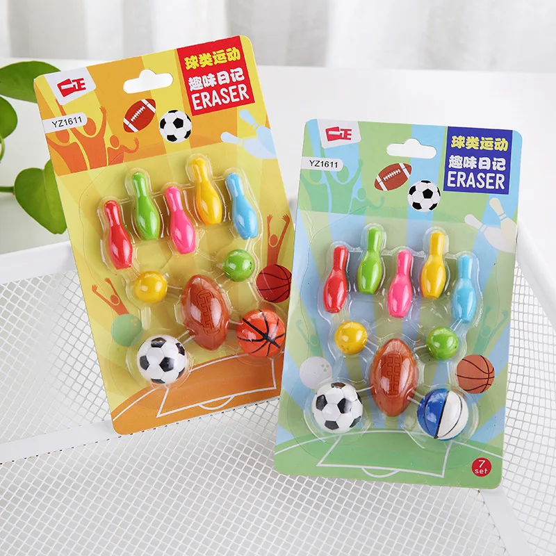 

Creative Ball Sports Rubber Eraser Set, Basketball Soccer Mini Erasers Toy for Kids, Students School Stationery