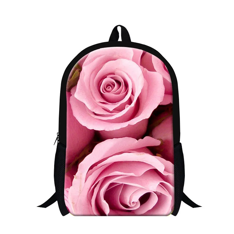 

2017 3d flower school bag for girls cute Bookbag for children,teen back pack pink rose print mochila backpacking bag day pack