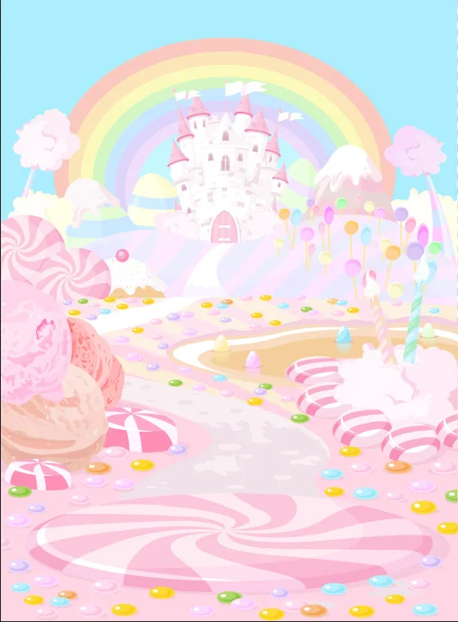 5x7FT Rainbow Sky Pink Castle Candyland Candy Bars Beans Land Path Custom Photo Studio Backgrounds Backdrops Vinyl 150cm x 220cm |
