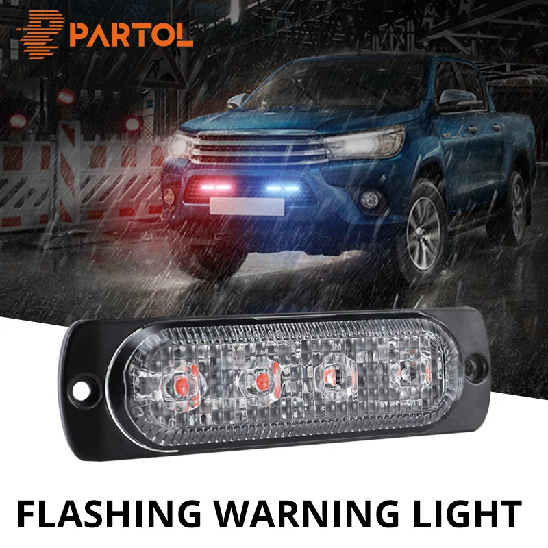 

Partol 4 LED Car Strobe Flash Warning Light Flashing Firemen Police Fog LED Emergency lights Truck Front Grille Auto Roof Lamp