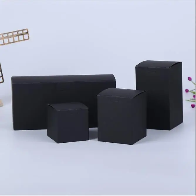 

4x4x4/9x9x9cm 50pcs Black Paper Box white Kraft Paper Card Case Cosmetics Sample Gift packaging boxes valve tubes