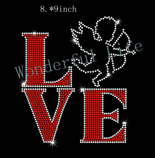Free gift &amp free shipping hotfix Rhinestone Iron On Transfer Love Cupid Valentine's Day XOXO Bling on Heat | Дом и сад