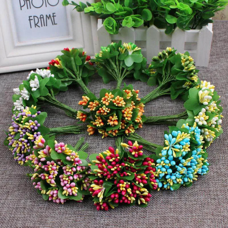 

10 pcs stamen sugar handmade artificial flowers Cheap wedding decoration diy wreath needlework Gift box scrapbooking fake flower