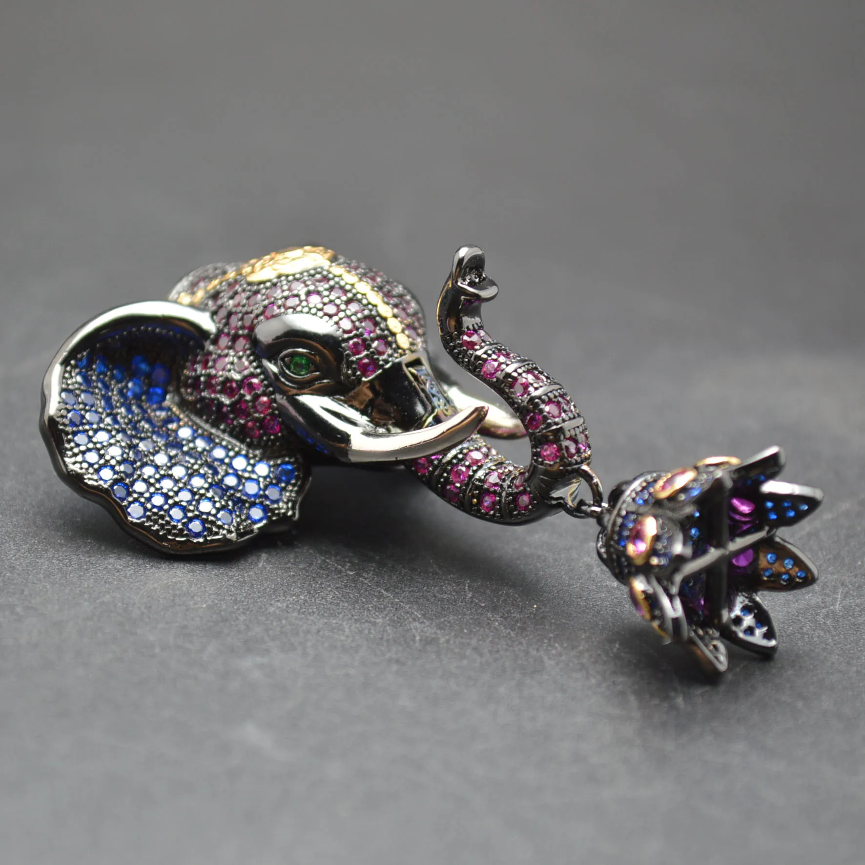 Unique Beautiful Design Paved Real CZ Beads Elephant Necklace Clasps Jewelry Findings Jewelry Findings