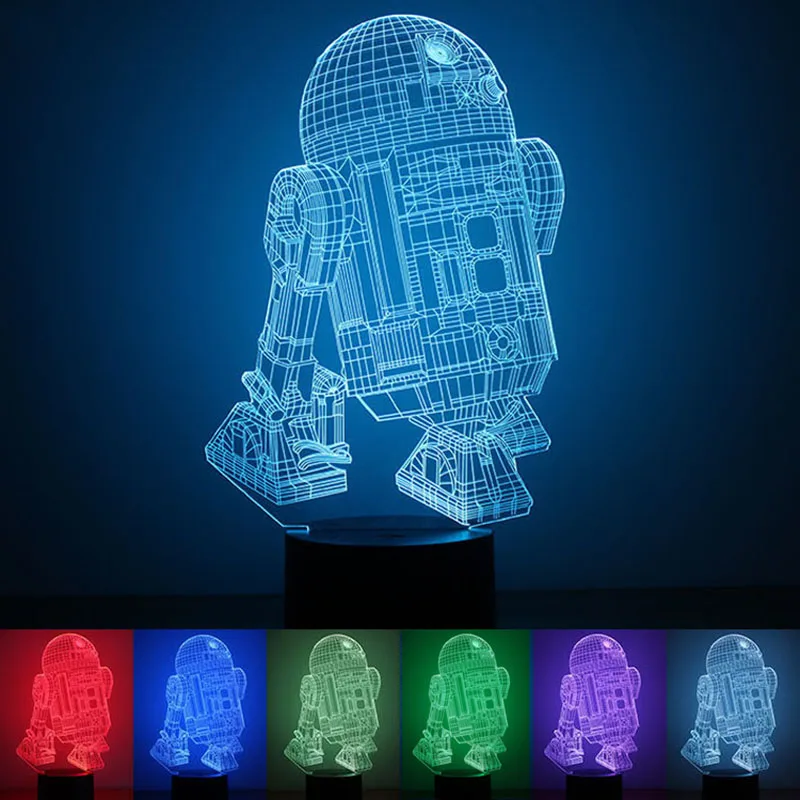 

USB Powered Robot 3D ночник LED Настольная лампа с сенсорным ключом украшение атмосферное освещение Использование домашний отель вечеринка праздник