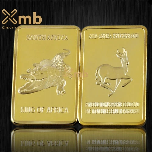 1 Oz .999 Fine Pure Gold Layered Bar South Africa Crocodile and