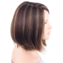 LADYSTAR бразильские Remy человеческие волосы парики короткий Боб стиль волос парики 150% плотность смешанные цвета парики для женщин кружевная часть ручной работы