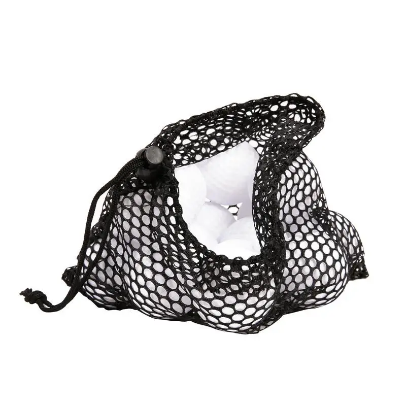 Black HobbyLane Sports Mesh Net Bag Nylon Golf Tennis 12/25/50 Ball Carrying Drawstring Pouch 1pcs Golf Bags Golf Accessories