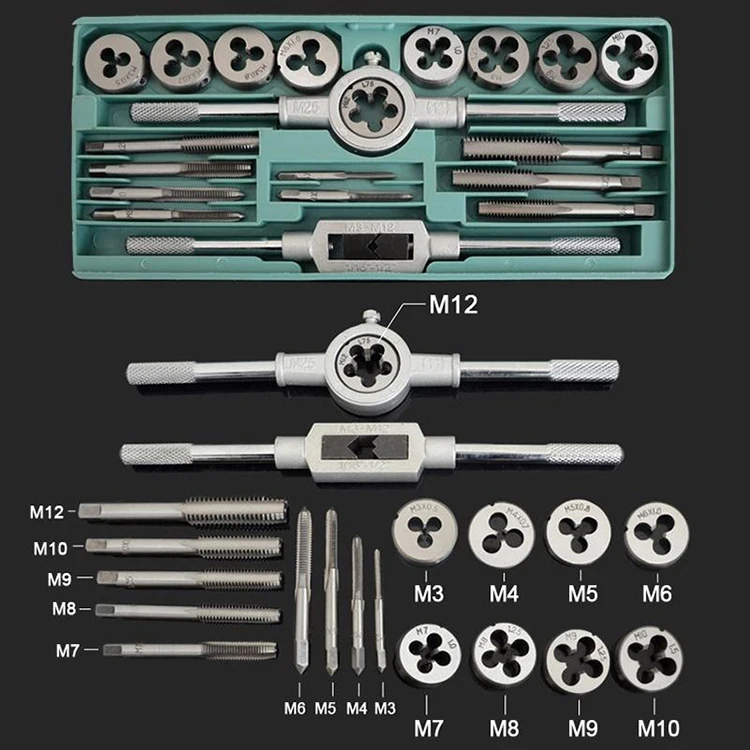 Набор из 40 литых стальных метчиков и штампов с небольшим краном, витой гаечный ключ, регулировочные ручные инструменты 1/16-1/2 дюймов, резьбовые заглушки NC