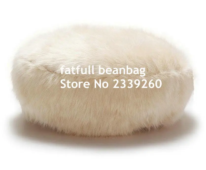 Cover only No Filler- Round island design original bean bag fur lounger, elegant and high warm soft beanbag sofa cushion