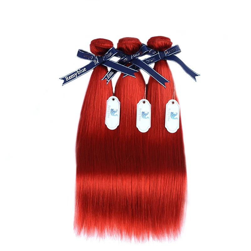 Remyblue Burgundy Bundles pelo humano indio 3 paquetes de armadura de pelo liso rojo Bold paquetes de Cabello 100% Remy grueso trama No derramamiento