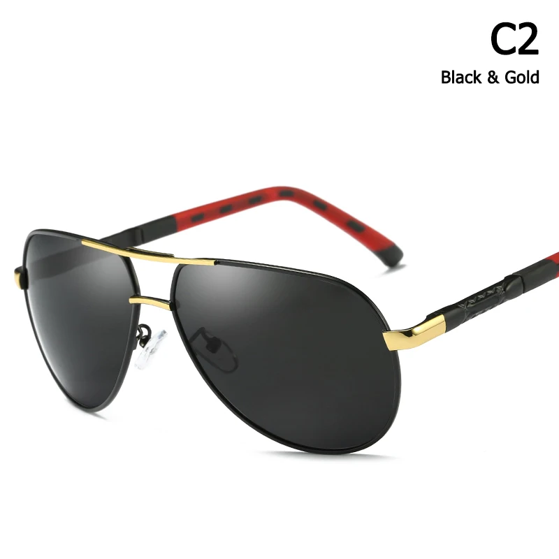 JackJad Мужские Винтажные классические водительские авиаторы поляризационные стильные качество солнцезащитных очков металлический фирменный дизайн солнцезащитные очки Oculos De Sol 8725 - Цвет линз: C2 Black Gold