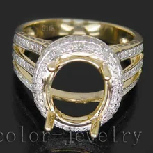 Винтажное Новое Элегантное овальное 8x10 мм твердое 14kt желтое золото 0.72Ct алмазное обручальное кольцо с полукреплением