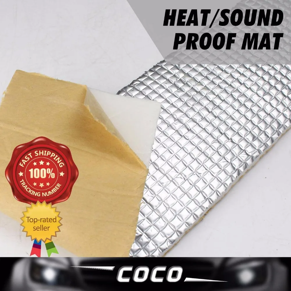 

Car-Styling 50(+/-1)cm Sound Insulation Heat Killer Noise Deadener Foil Shield Muffler Mat Cotton Aluminum