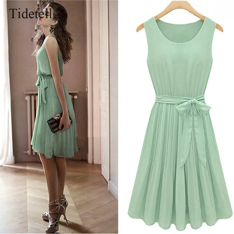 Spring Summer Autumn font b Cocktail b font font b Dress b font Scoop Neck Sleeveless