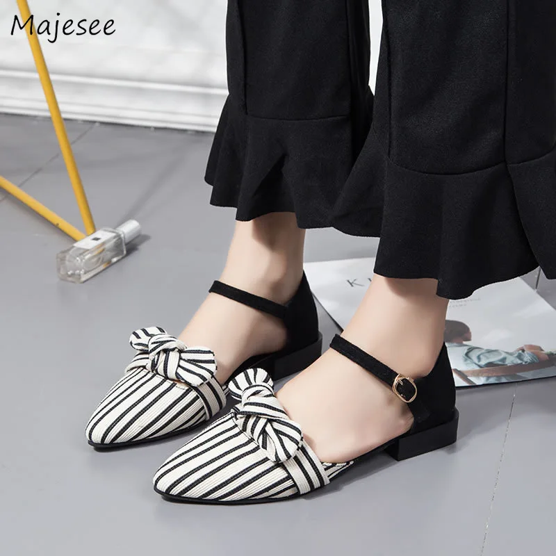 

Sandals Women Korean Style All-match Hurajuku Simple Trendy Striped Shoes Womens Pointed Toe High Quality Leisure Breathable