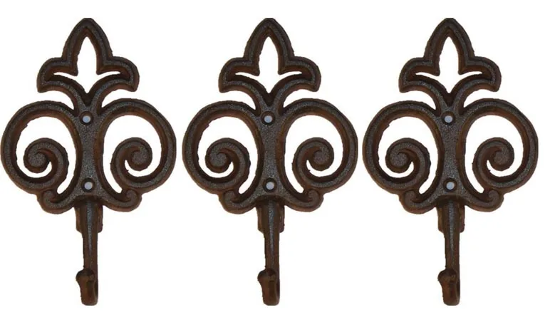 Set of 3 Fleur De Lis, Rustic, Cast Iron Double Wall Hooks, Vintage  Inspired, Perfect for Coats, Bags, Hats, Towels, Scarfs etc - AliExpress