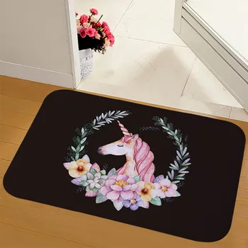 

Taoup 1pc Cute Uniorn Flannel Door Mat Rug Happy Birthday Party Decors Kids Unicorn Party Favors Decor for Home Handmade Carpet