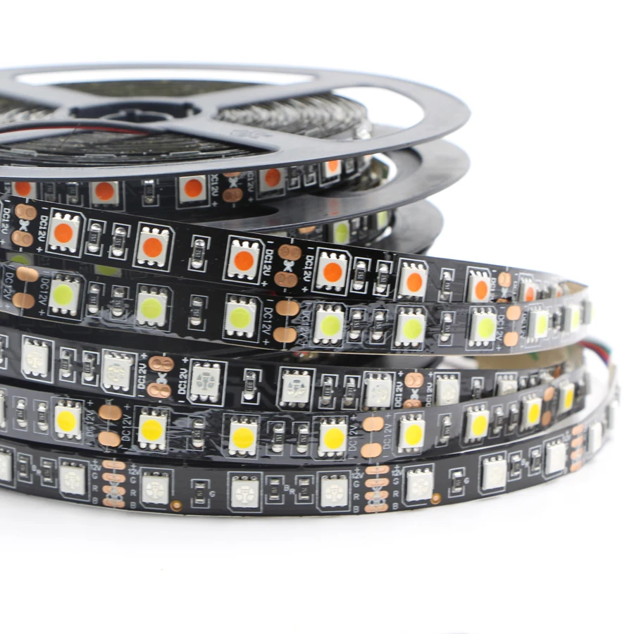 Черный 1 м 5 затемнения светодиодные ленты 5050 rgb светодиодный полосы светильник