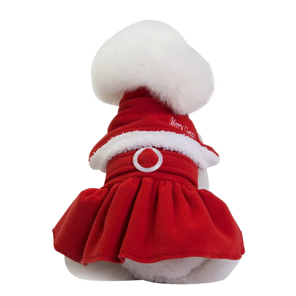 Одежда для собак платье Рождественское украшение домашнее животное собака кошка зима теплое пальто костюм Одежда для щенка одежда - Цвет: Красный