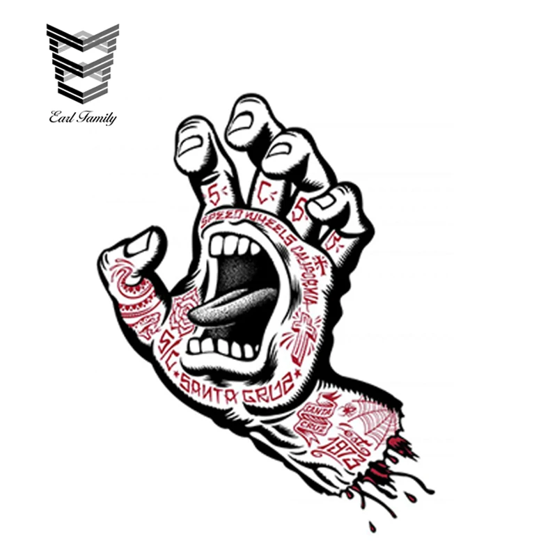 

EARLFAMILY 3D Car Styling Vinyl Stickers Santa Cruz Screaming Hand AUTO CAR Sticker Surf SKATEBOARD Waterproof Accessories