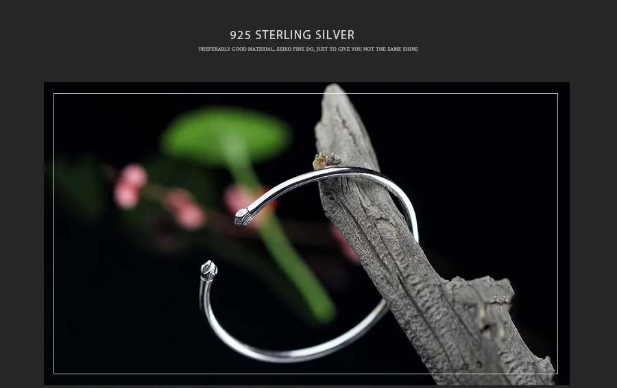 100% 925 Sterling Silver Bracelets & Bangles For Women Simple Plant Lotus Lover Bracelet Jewelry Female Valentine's Day SB63