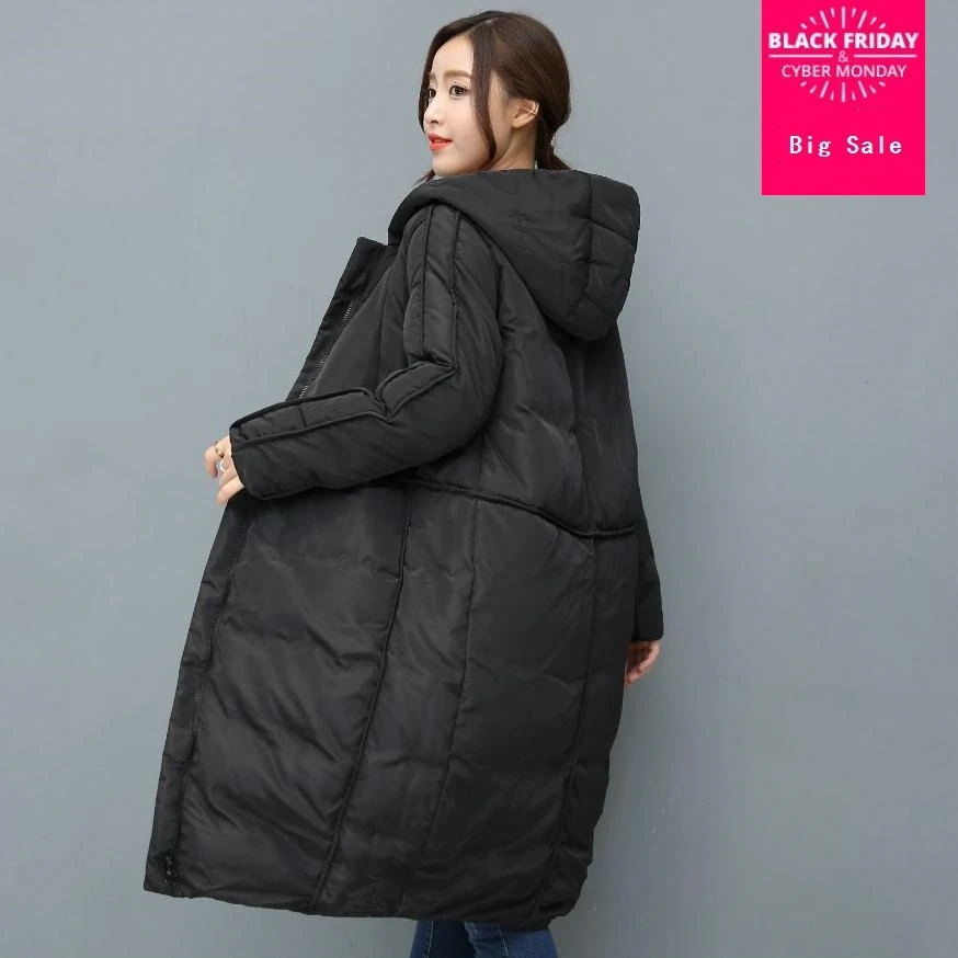 

2019 winter new fashion brand hooded stitching warm 90% duck down jacket female longer thick down feather filler coat wj1166