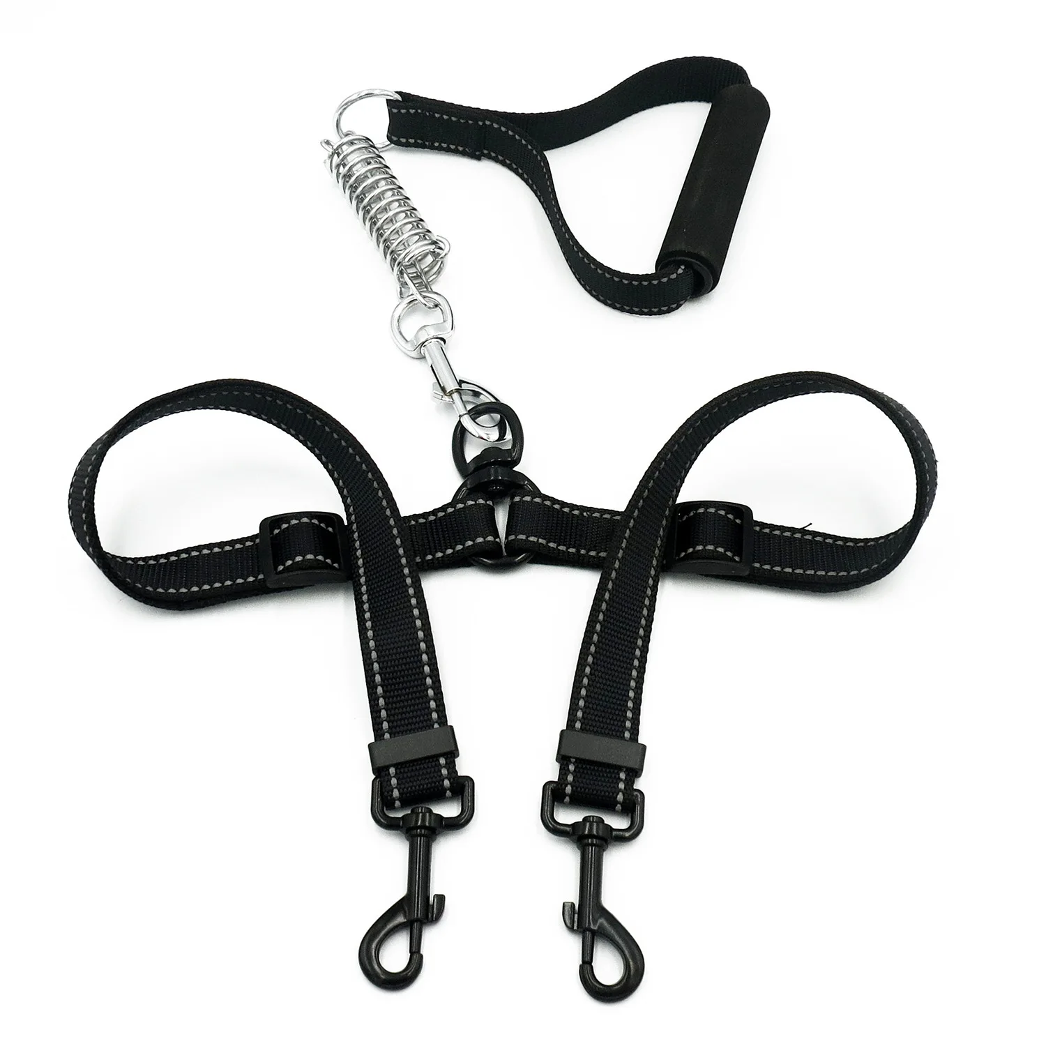 Handle and Rope Домашние животные собака большой и среднего размера общего назначения один перетащите две головы двойная веревка голова приводит хромирование трос для ходьбы - Цвет: Handle and Rope