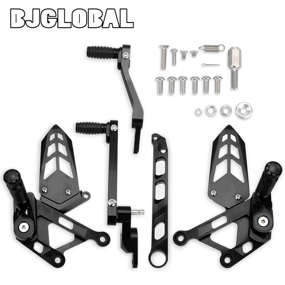 BJGLOBAL Motorcycle CNC Aluminum Foot Peg Rearsets Adjustable Footrest