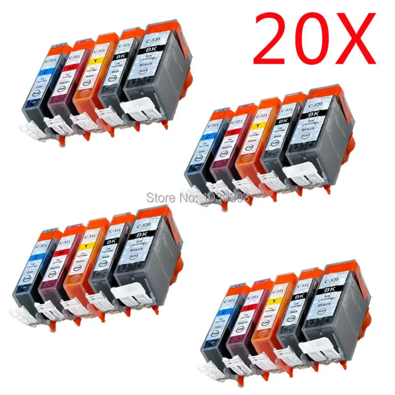 

20 X W/Chip PGI520 CLI521 Compatible ink cartridge For canon MP640 / MP640R / MP648 / MP980 / MP988 / MP990 / MP996 printer