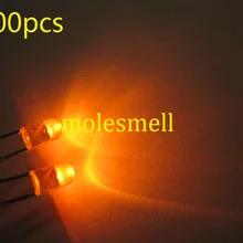 1000 шт, толщина 3 мм, оранжевая круглая без бортов яркий рассеивающий светодиодный светодиоды лампа 2-контактный очки с оранжевыми стеклами