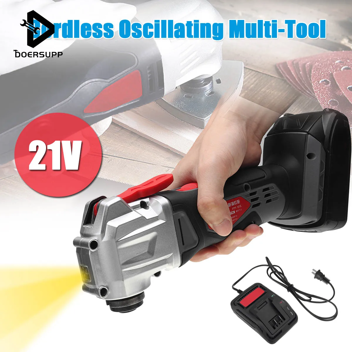 

220V Multifunction Cordless Oscillating Tool Kit Rechargeble Multi-Tool Power Tool Electric Trimmer Sander with Lithium Battery