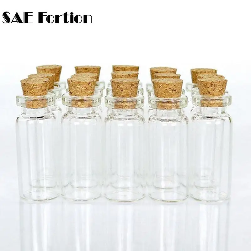 SAE Fortion 4 قطعة 20*50 مللي متر 10 مللي مصغرة الزجاج زجاجات فارغة الاكسسوارات عينة الجرار مع سدادات الفلين ل DIY الحرفية الديكور