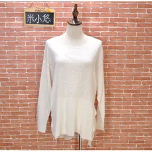 Свободный большой размер длинный льняной темперамент дикий Повседневный однотонный пуловер с круглым вырезом Женская футболка с длинными рукавами