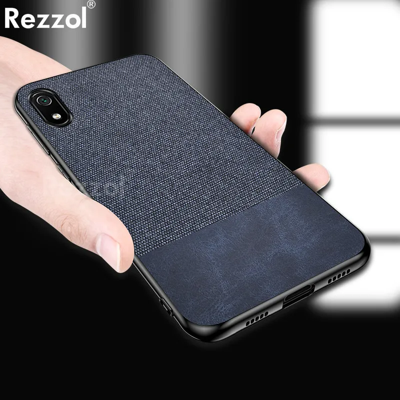 

For Xiaomi Redmi 7A Case Fabric Cloth Silicone TPU Bumper Hard PC Back Cover For Xiaomi redmi 7a Case Luxury business Fundas