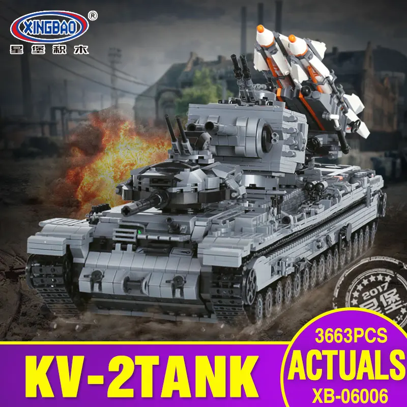 

X Models Building toy Compatible with X06006 3663Pcs KV-2 Tank Blocks Toys Hobbies For Boys Girls Model Building Kits
