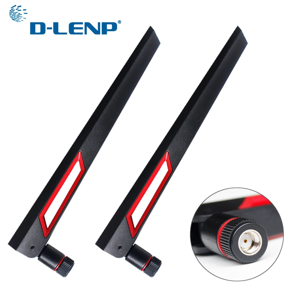 

Dlenp 2pcs 2.4G 5G 5.8G wifi Antenna Dual Band 12dBi Antenna Router Antenna RP SMA Male(hole)