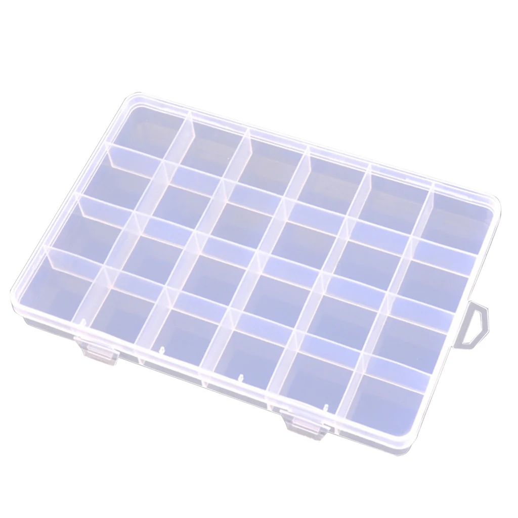 Transparent Jewelry Storage Box Bead Nail Art Tools Organizer Case 24 Grids