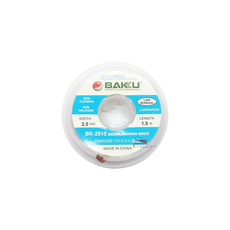 BAKU-removedor de mecha de soldadura, rollo de flujo de Trenza para desoldar, 1,5mm, 2,5mm, 3mm, para soldadura BGA