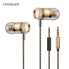 Metal 3.5MM Jack Stereo Surround Bass in- Ear wired Earphone With Microphone Ear Buds For Mobile Phone Headset