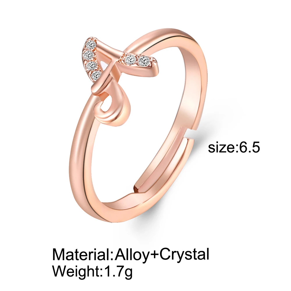 New Adjustable Crystal Word Letter Rings 2019 For Women Rose Gold Color Zirconia Name Ring Female Friend Fashion Jewelry Gift