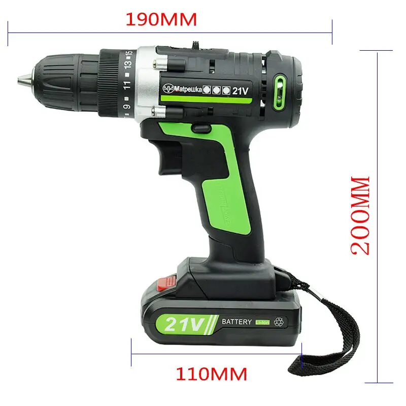 21V Power Tools Household Cordless Electric Screwdriver Lithium-ion Battery Screwdriver Rechargeable Mini Electric Drill+ Gift