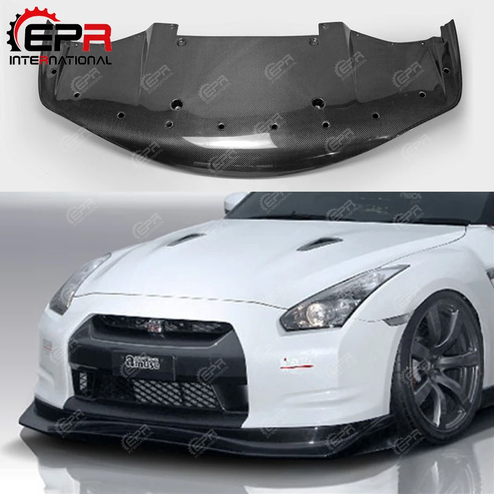 Для Nissan R35 GTR(ранний) Amuse стиль углеродное волокно передняя губа с поддоном глянцевая отделка бампер сплиттер часть тюнинг кузова Комплект