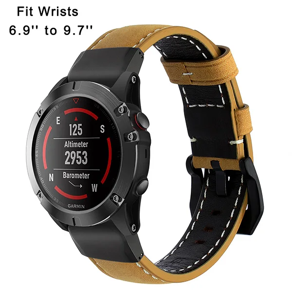 26 мм Easy Fit пояса из натуральной кожи ремешок для Garmin Fenix 3/3 HR/5X/5X плюс часы Quick Release сталь застежка браслет