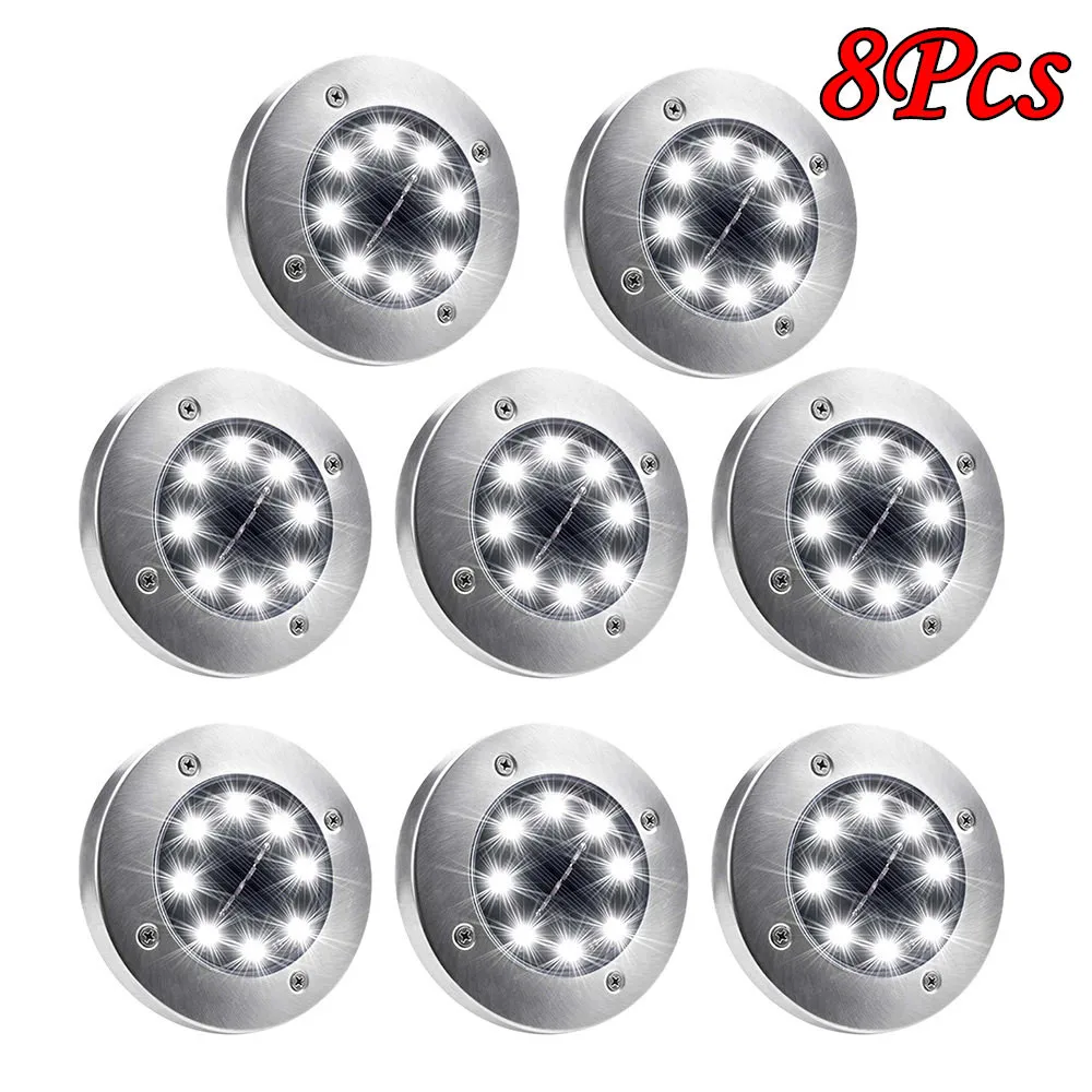 

1-8pcs Cool/Warm White 8 LED Solar Power Buried Light Ground Lamp Outdoor Path Way Garden Decking Underground Lamps Dropshipping