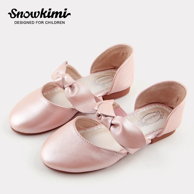 

Snowkimi2018 Spring Girl Butterfly leather shoes leather breathable children flat heels dress shoes